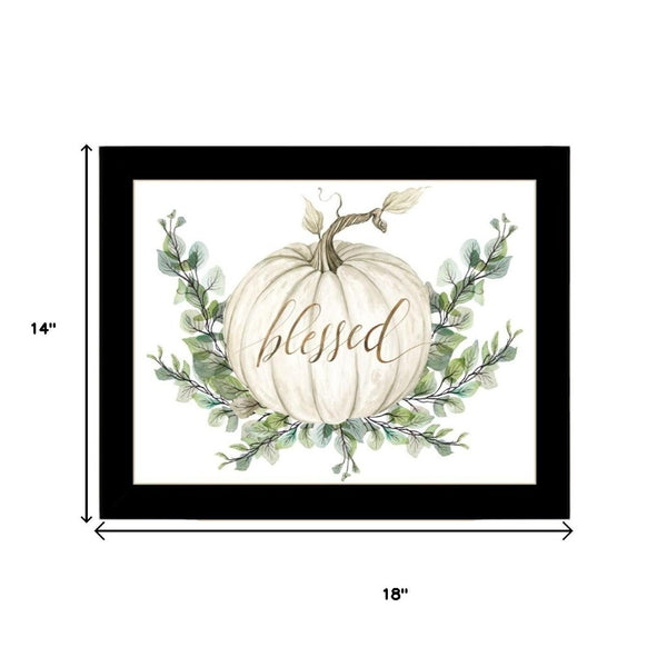 HomeRoots Set of Two "Gather and Give" Black Framed Wall Art Prints - Cozy Seasonal Decor for Your Home 568472