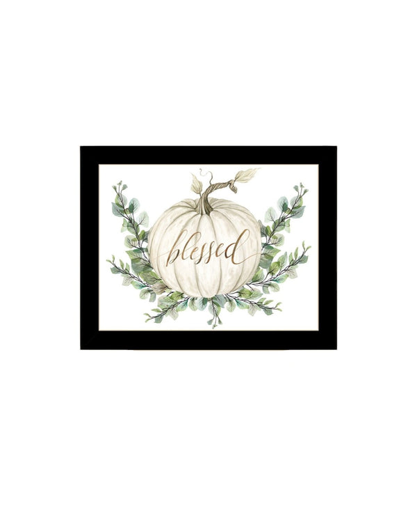 HomeRoots Set of Two "Gather and Give" Black Framed Wall Art Prints - Cozy Seasonal Decor for Your Home 568472