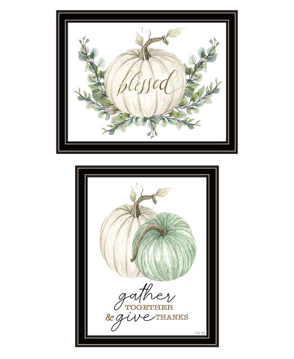 HomeRoots Set of Two "Gather and Give" Black Framed Wall Art - Timeless Autumn Decor for Cozy Homes 568473