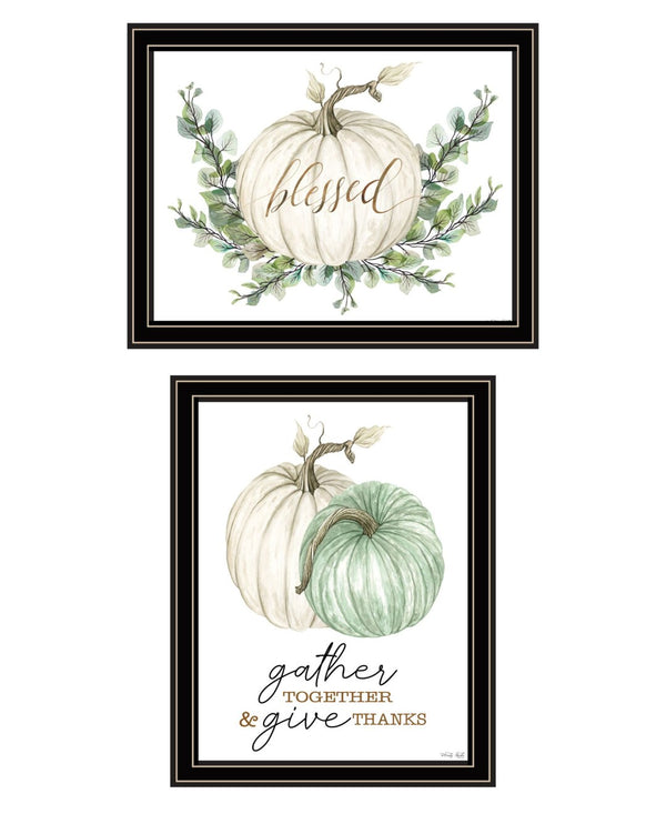 HomeRoots Set of Two "Gather and Give" Black Framed Wall Art - Timeless Autumn Decor for Cozy Homes 568473