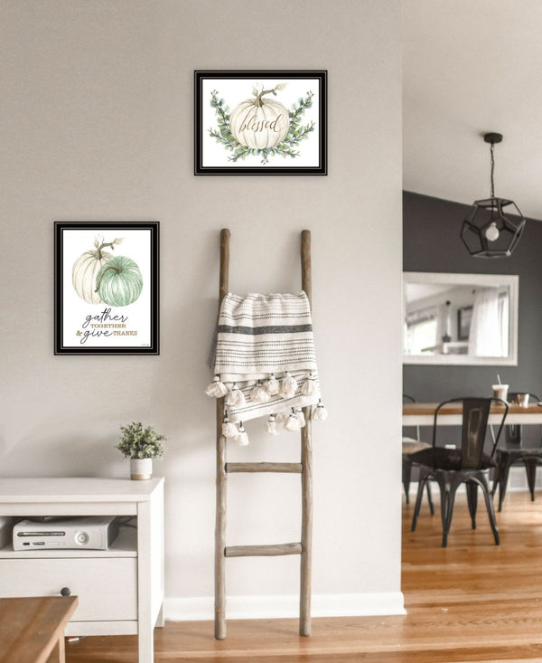 HomeRoots Set of Two "Gather and Give" Black Framed Wall Art - Timeless Autumn Decor for Cozy Homes 568473