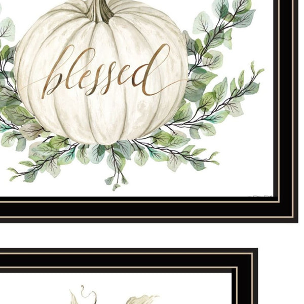 HomeRoots Set of Two "Gather and Give" Black Framed Wall Art - Timeless Autumn Decor for Cozy Homes 568473