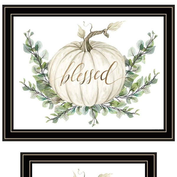 HomeRoots Set of Two "Gather and Give" Black Framed Wall Art - Timeless Autumn Decor for Cozy Homes 568473