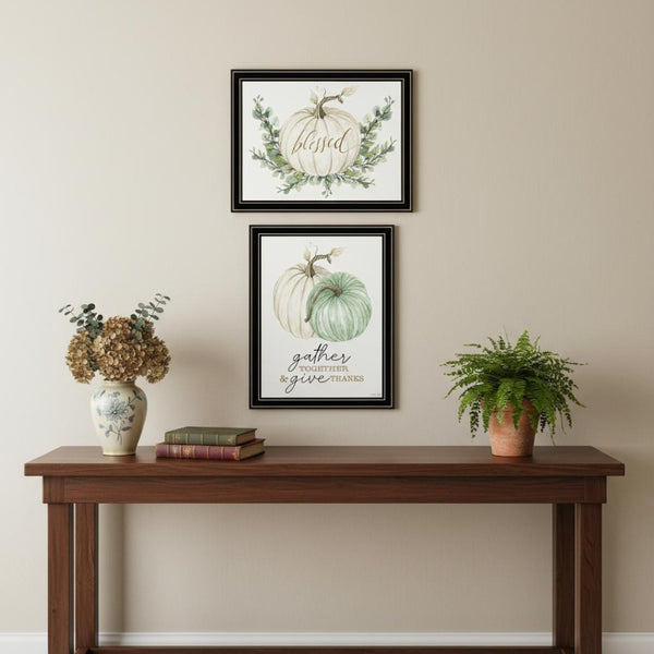 HomeRoots Set of Two "Gather and Give" Black Framed Wall Art - Timeless Autumn Decor for Cozy Homes 568473