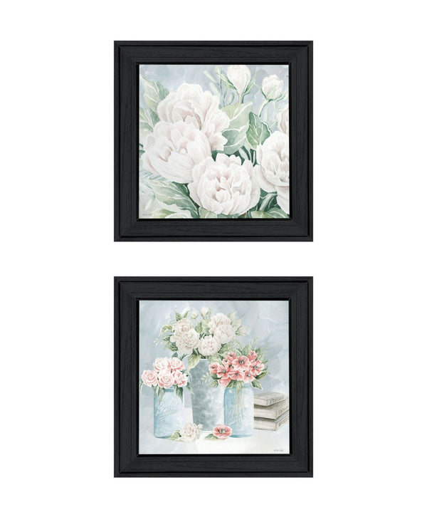 HomeRoots Set of Two "Peaceful Pastel Peonies" Framed Art Prints – Elegant Floral Decor for Any Space 568474
