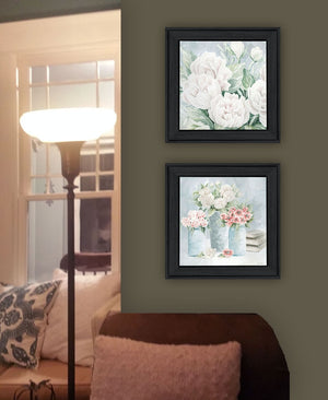 HomeRoots Set of Two "Peaceful Pastel Peonies" Framed Art Prints – Elegant Floral Decor for Any Space 568474