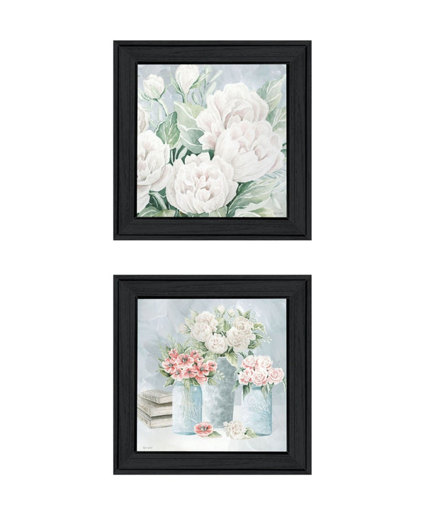 HomeRoots Set of Two "Peaceful Pastel Peonies" Framed Art Prints – Elegant Floral Decor for Any Space 568474