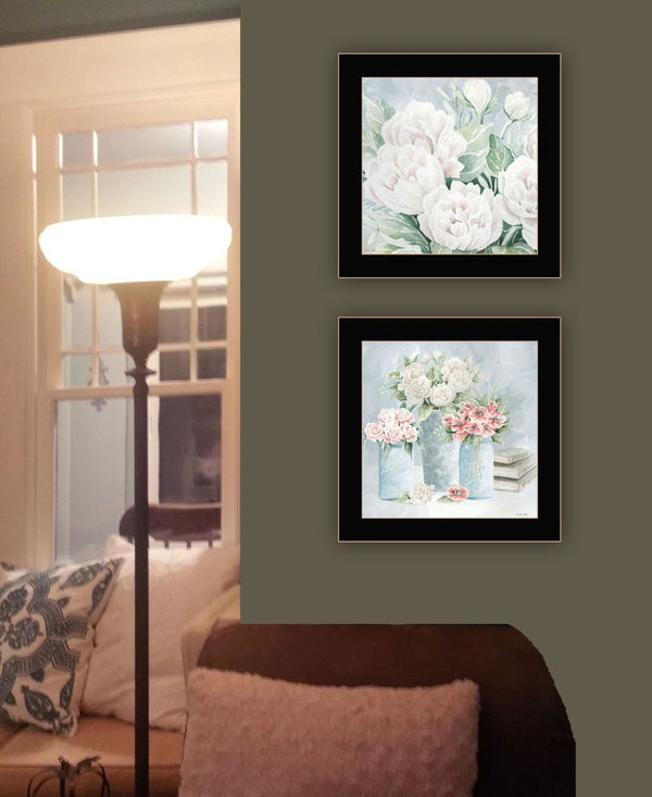 HomeRoots Set Of Two "Peaceful Pastel Peonies" Framed Wall Art – Stylish Prints for Modern Home Decor Bliss 568475