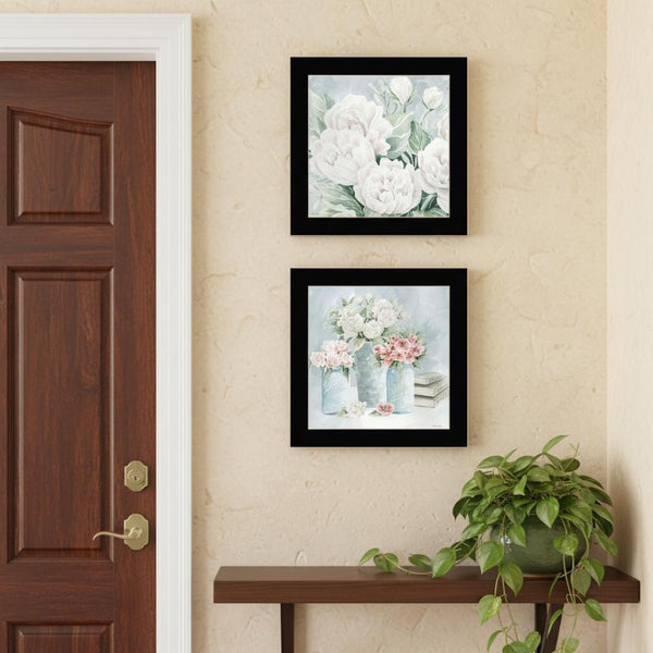 HomeRoots Set Of Two "Peaceful Pastel Peonies" Framed Wall Art – Stylish Prints for Modern Home Decor Bliss 568475