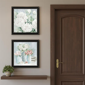 HomeRoots Set of Two "Peaceful Pastel Peonies" Wall Art Prints – Elegant Black Framed Floral Decor for Any Room 568476