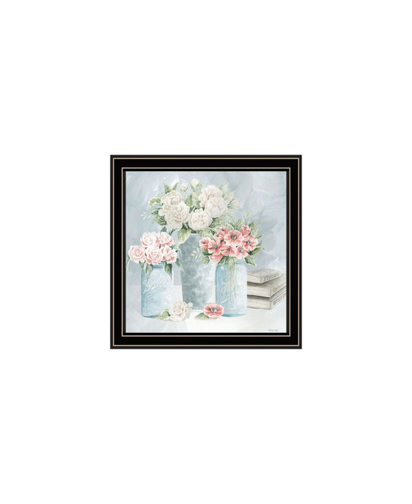 HomeRoots Set of Two "Peaceful Pastel Peonies" Wall Art Prints – Elegant Black Framed Floral Decor for Any Room 568476