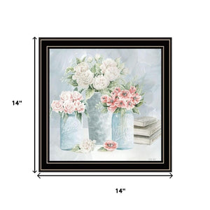 HomeRoots Set of Two "Peaceful Pastel Peonies" Wall Art Prints – Elegant Black Framed Floral Decor for Any Room 568476