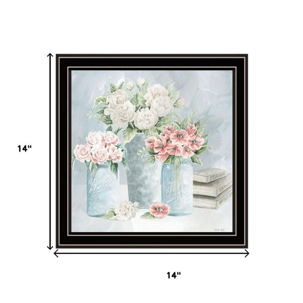 HomeRoots Set of Two "Peaceful Pastel Peonies" Wall Art Prints – Elegant Black Framed Floral Decor for Any Room 568476
