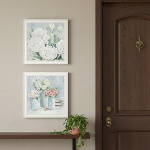 HomeRoots Set of Two "Peaceful Pastel Peonies" Framed Wall Art – Serene Floral Decor for Elegant Interiors 568477