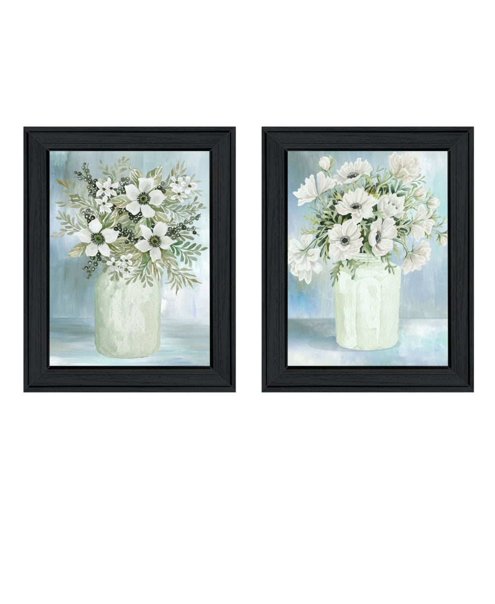 HomeRoots Set of Two Charming "Country Crock of Florals and Berries" Framed Wall Art for Farmhouse Decor 568478