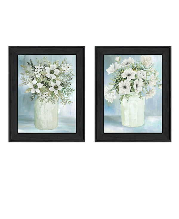 HomeRoots Set of Two Charming "Country Crock of Florals and Berries" Framed Wall Art for Farmhouse Decor 568478