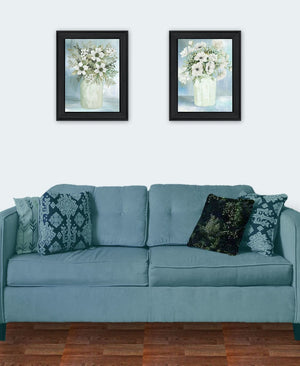 HomeRoots Set of Two Charming "Country Crock of Florals and Berries" Framed Wall Art for Farmhouse Decor 568478