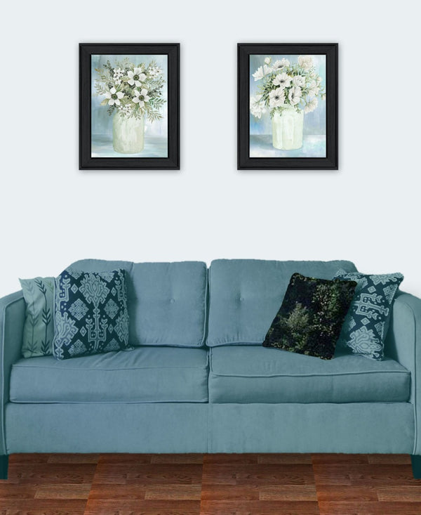 HomeRoots Set of Two Charming "Country Crock of Florals and Berries" Framed Wall Art for Farmhouse Decor 568478