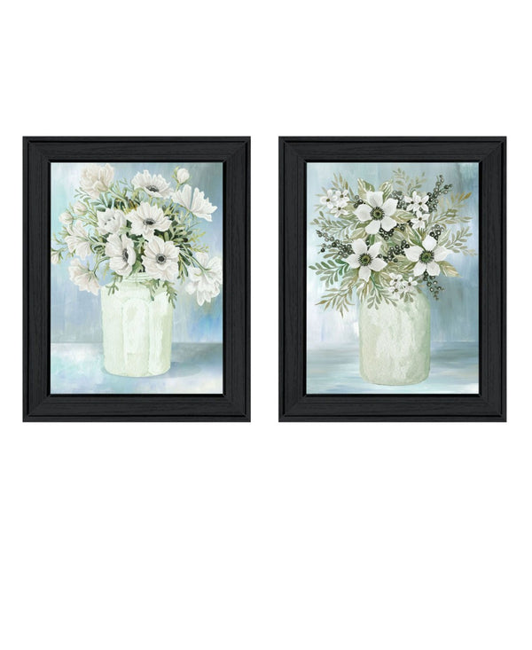 HomeRoots Set of Two Charming "Country Crock of Florals and Berries" Framed Wall Art for Farmhouse Decor 568478