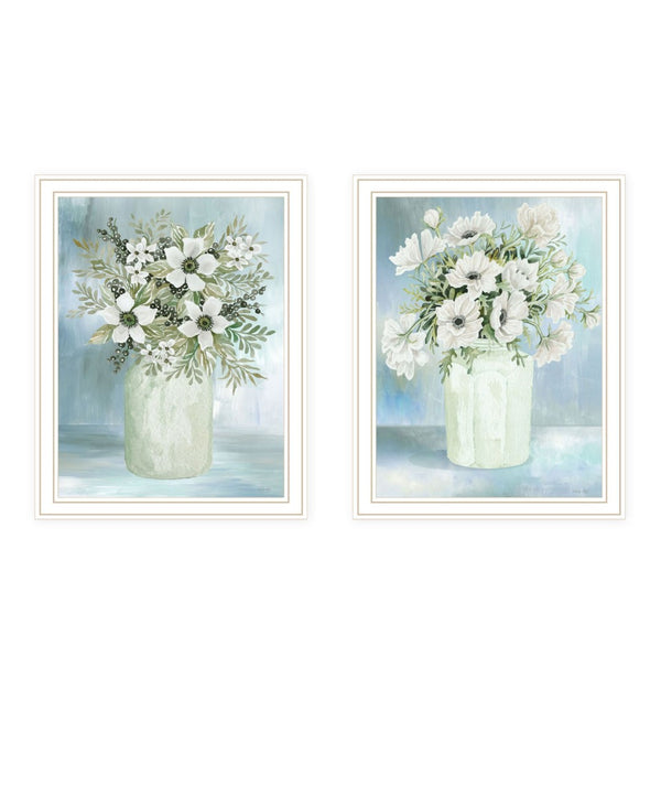 HomeRoots Set of Two Charming Floral and Berry Wall Art Prints in White Frames for Farmhouse Decor 568480