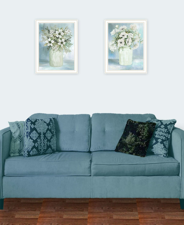 HomeRoots Set of Two Charming Floral and Berry Wall Art Prints in White Frames for Farmhouse Decor 568480