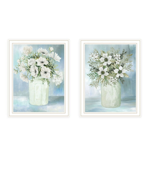 HomeRoots Set of Two Charming Floral and Berry Wall Art Prints in White Frames for Farmhouse Decor 568480