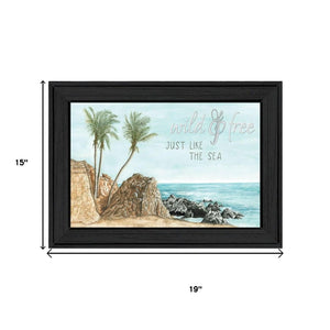 HomeRoots Set of Two "Wild and Free" Coastal Wall Art Prints in Sleek Black Frames for Modern Decor 568481
