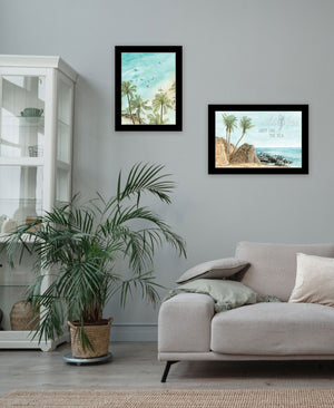 HomeRoots Set Of Two Coastal "Wild and Free" Black Framed Wall Art for a Chic, Breezy Home Décor Style 568482