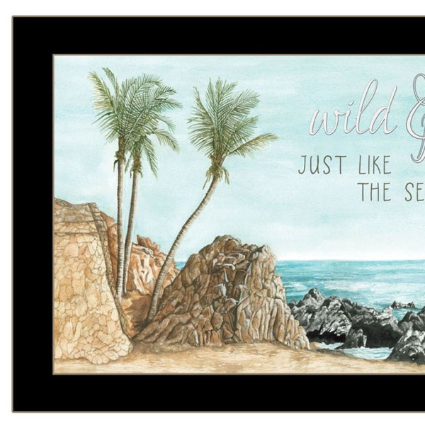 HomeRoots Set Of Two Coastal "Wild and Free" Black Framed Wall Art for a Chic, Breezy Home Décor Style 568482
