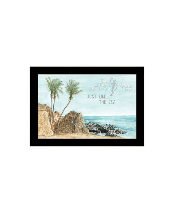 HomeRoots Set Of Two Coastal "Wild and Free" Black Framed Wall Art for a Chic, Breezy Home Décor Style 568482
