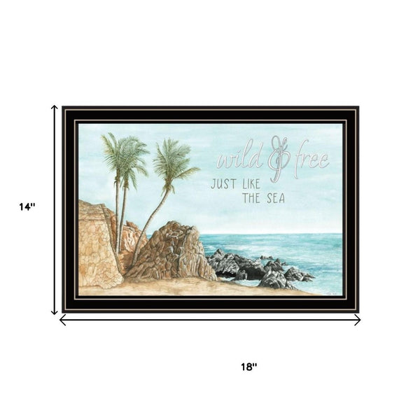 HomeRoots Set of Two "Wild and Free" Coastal Wall Art - Framed Ocean-Inspired Decor for Stylish Spaces 568483