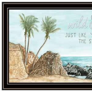 HomeRoots Set of Two "Wild and Free" Coastal Wall Art - Framed Ocean-Inspired Decor for Stylish Spaces 568483