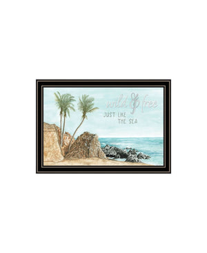 HomeRoots Set of Two "Wild and Free" Coastal Wall Art - Framed Ocean-Inspired Decor for Stylish Spaces 568483