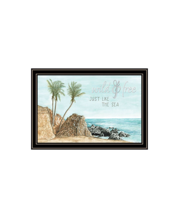 HomeRoots Set of Two "Wild and Free" Coastal Wall Art - Framed Ocean-Inspired Decor for Stylish Spaces 568483