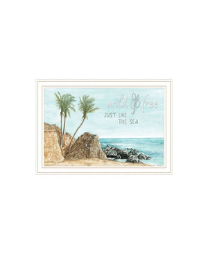 HomeRoots Set of Two "Wild and Free" Coastal Wall Art Prints in White Frames – Perfect for Modern Decor! 568484