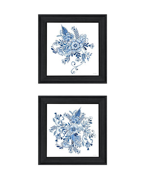 HomeRoots Set of Two Blue and White Floral Framed Wall Art – Elegant Delph Designs for Timeless Home Decor 568485