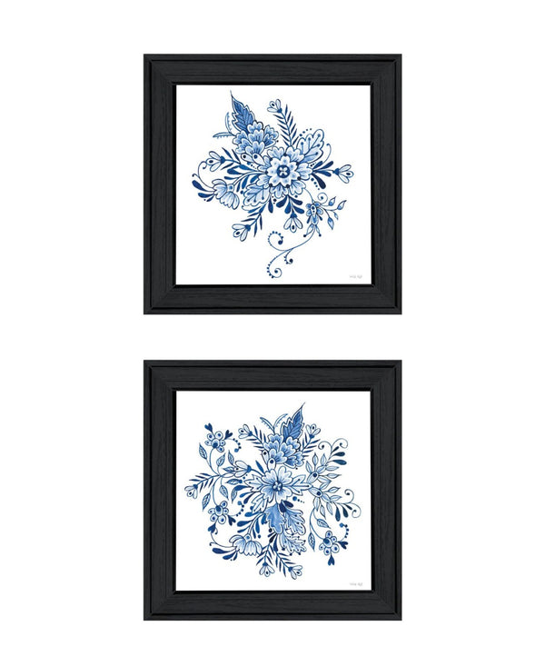 HomeRoots Set of Two Blue and White Floral Framed Wall Art – Elegant Delph Designs for Timeless Home Decor 568485