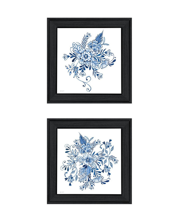 HomeRoots Set of Two Blue and White Floral Framed Wall Art – Elegant Delph Designs for Timeless Home Decor 568485