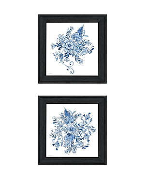 HomeRoots Set of Two Blue and White Floral Framed Wall Art – Elegant Delph Designs for Timeless Home Decor 568485