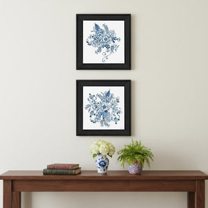 HomeRoots Set of Two Blue and White Floral Framed Wall Art – Elegant Delph Designs for Timeless Home Decor 568485