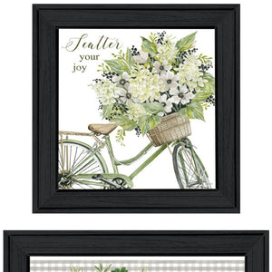 HomeRoots Set of Two Modern Black Framed Wall Art Prints - "Get on Your Bike and Scatter Your Joy" Decor 568489