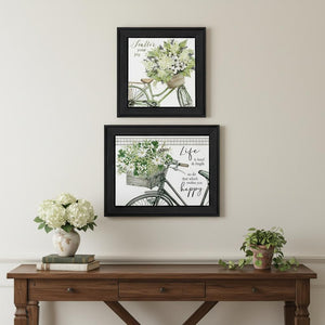 HomeRoots Set of Two Modern Black Framed Wall Art Prints - "Get on Your Bike and Scatter Your Joy" Decor 568489