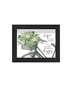 HomeRoots Set of Two Modern Black Framed Wall Art Prints - "Get on Your Bike and Scatter Your Joy" Decor 568489