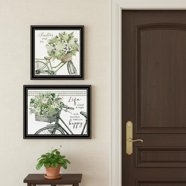 HomeRoots Set of Two Modern Black Framed Wall Art Prints - Vibrant Acrylic Decor for Stylish Home Spaces 568490