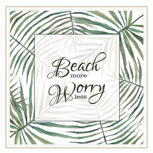 HomeRoots Set of Two Coastal "Beach More And Worry Less" Framed Wall Art for a Stylish Home Décor Upgrade 568494