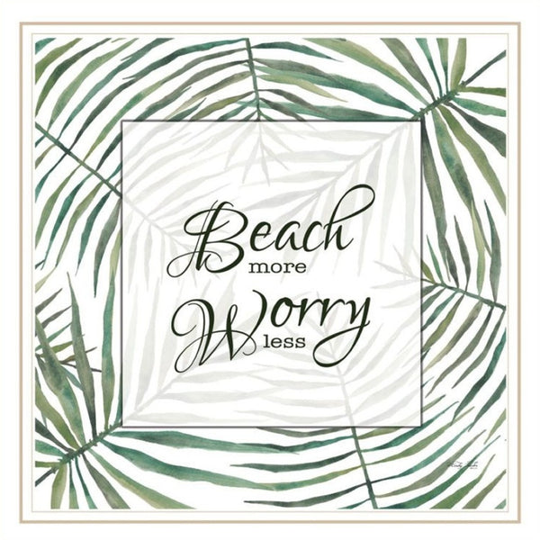 HomeRoots Set of Two Coastal "Beach More And Worry Less" Framed Wall Art for a Stylish Home Décor Upgrade 568494