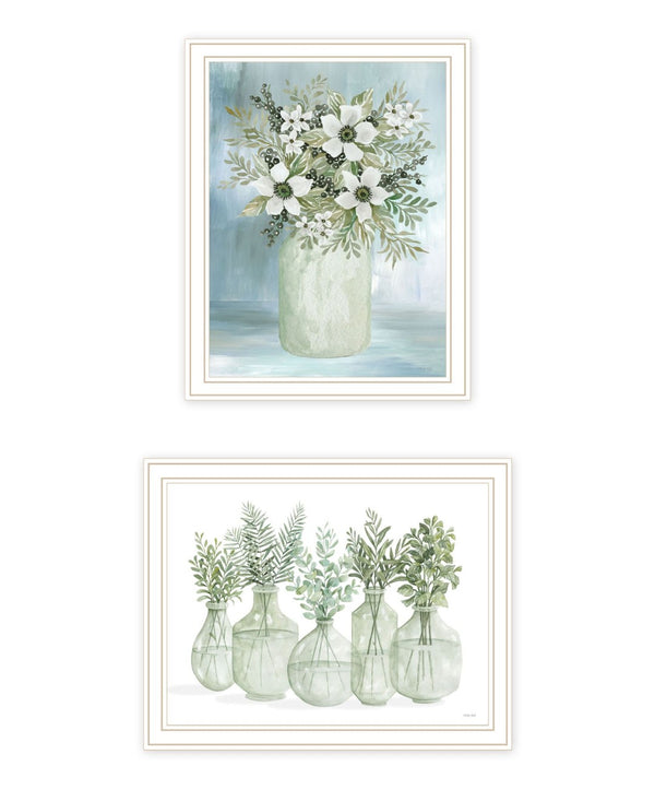 HomeRoots Set of Two Framed Sage Wall Art Prints - Modern Aesthetic for Living Rooms & Bedrooms Decor 568497