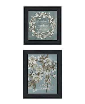 HomeRoots Set of Two Uplifting "Pray More And Worry Less" Black Framed Prints for Home or Office Décor 568498