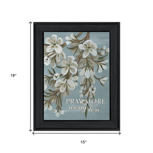 HomeRoots Set of Two Uplifting "Pray More And Worry Less" Black Framed Prints for Home or Office Décor 568498