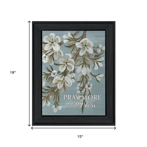 HomeRoots Set of Two Uplifting "Pray More And Worry Less" Black Framed Prints for Home or Office Décor 568498